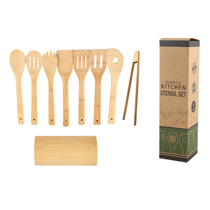 Bamboo Spatula Set with Square Holder
